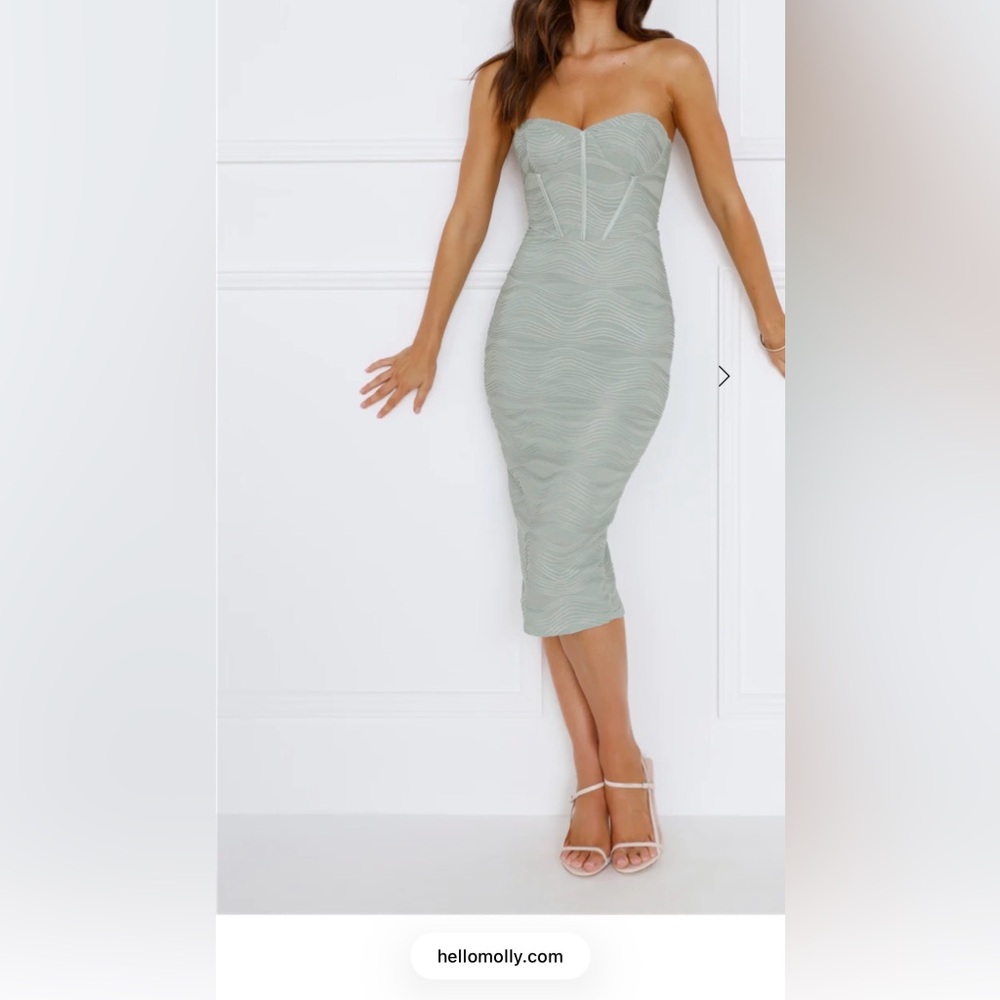 Hello Molly Neptunes Tide Midi Dress Sage